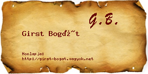 Girst Bogát névjegykártya